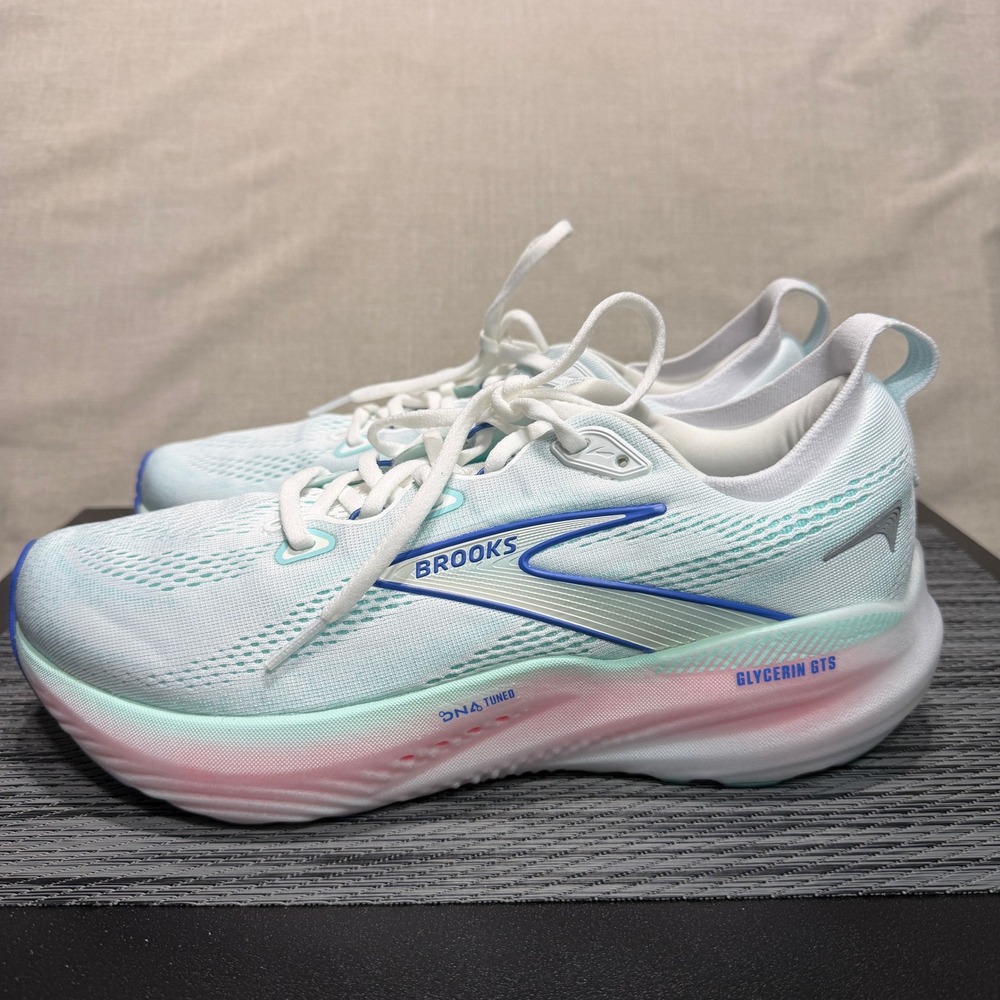 Brooks Glycerin GTS 21 Running Shoes - Womens 10.5 - White Blue Pink 1204351B110